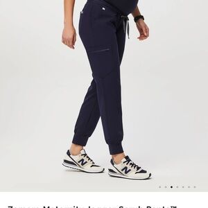Figs Zamora Maternity Jogger Scrub Pants navy blue petite medium